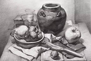 郑州画室罐子水果素描静物干货教程！