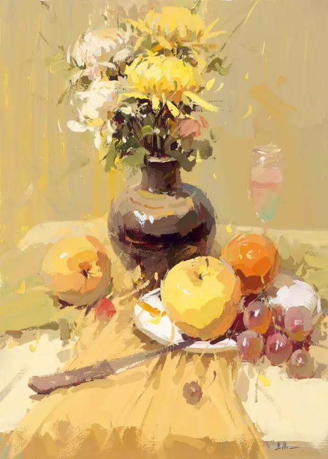 郑州画室_色彩绘画菊花 郑州画室_色彩绘画菊花