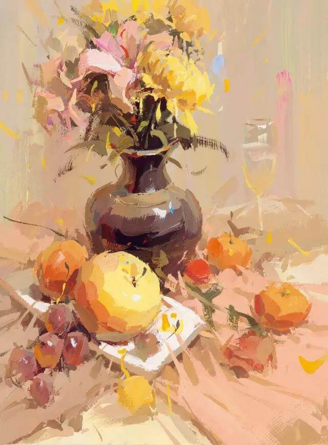 郑州画室_色彩绘画菊花 郑州画室_色彩绘画菊花