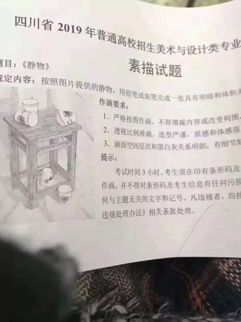 2019年四川省美术统考考题 2019年四川省美术统考考题