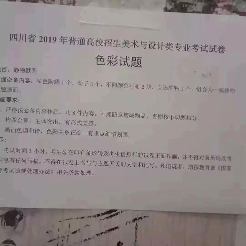 2019年四川省美术统考考题 2019年四川省美术统考考题