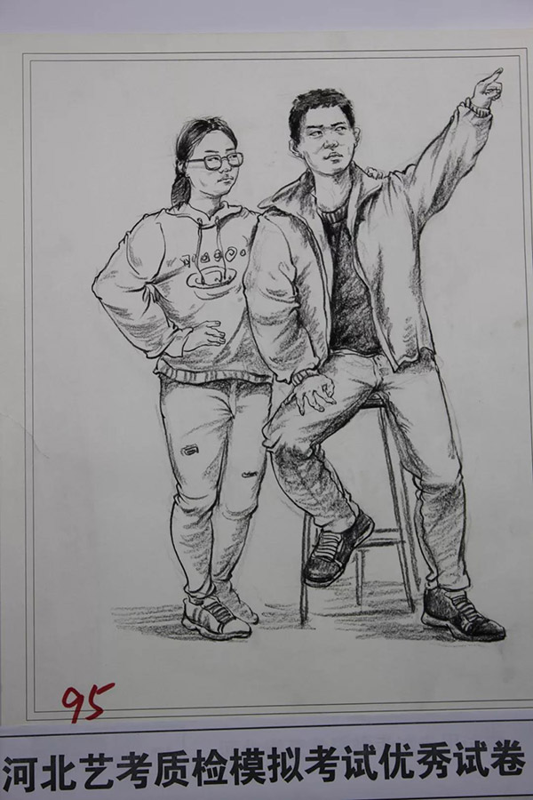  2020届河北省第二次美术模拟考试速写高分试卷