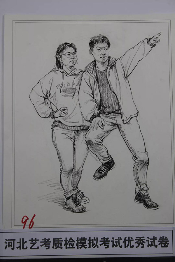  2020届河北省第二次美术模拟考试速写高分试卷
