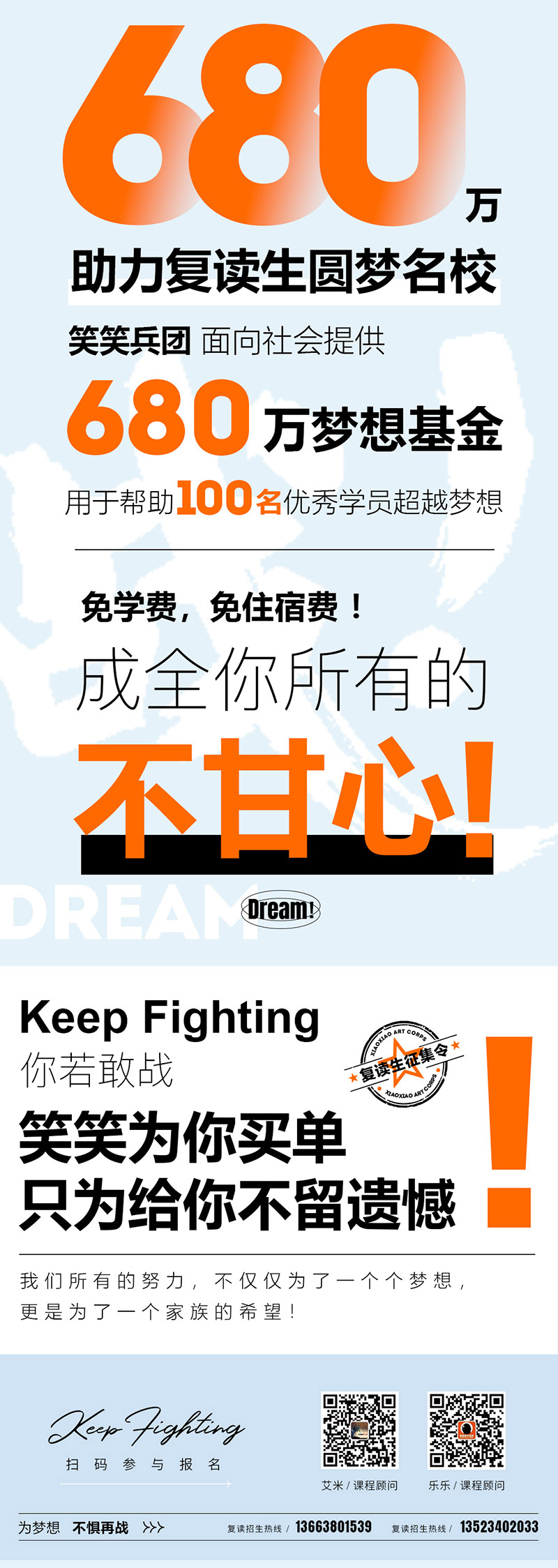 郑州画室笑笑美术兵团2023届复读生减免政策