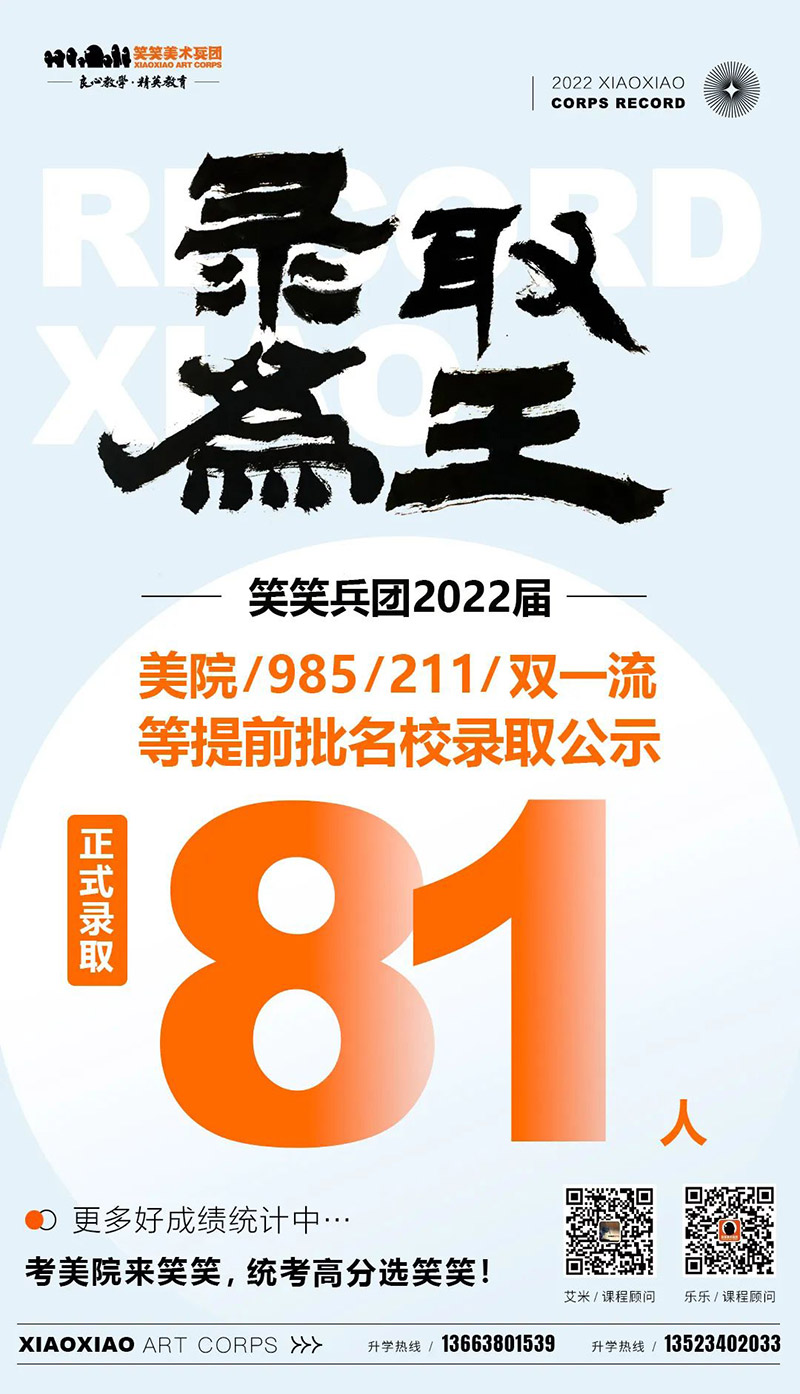 笑笑美术兵团2022届提前批录取公示 笑笑美术兵团2022届提前批录取公示