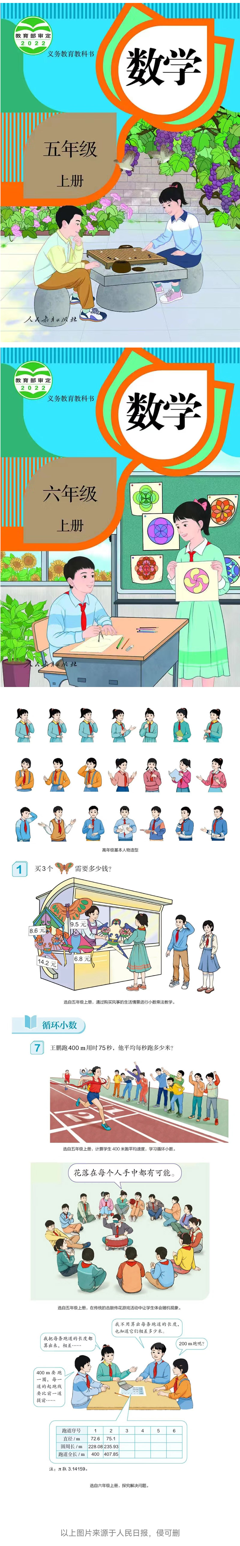 2022年新版小学数学五六年级教材插图
