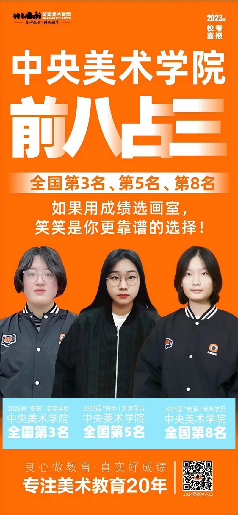 2023年笑笑美术学校校考前8名笑笑兵团占3名